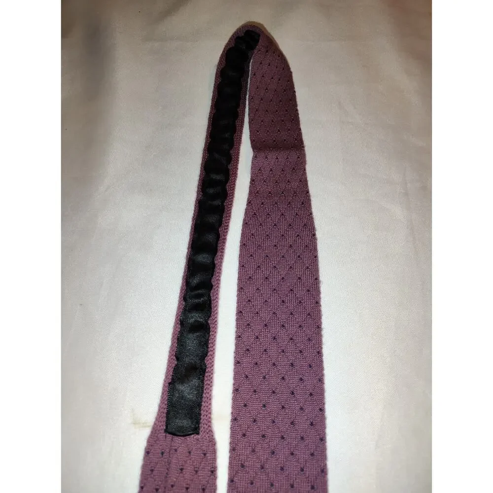 Vintage 80s Henry Grethel Cotton Woven Diamond Dot Square Purple Skinny Necktie
